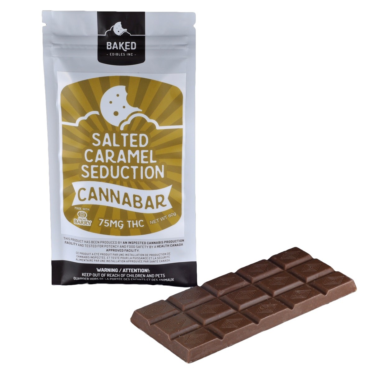 Baked Edibles – Chocolate Bar – Salted Caramel Seduction 75mg THC | BC Weed Edible Canada Baked Edibles – Chocolate Bar – Salted Caramel Seduction 75mg THC | BC Weed Edible Canada