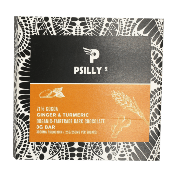 Psilly – Dark Chocolate Bar – Ginger & Turmeric | BC Weed Edible Canada Psilly – Dark Chocolate Bar – Ginger & Turmeric | BC Weed Edible Canada