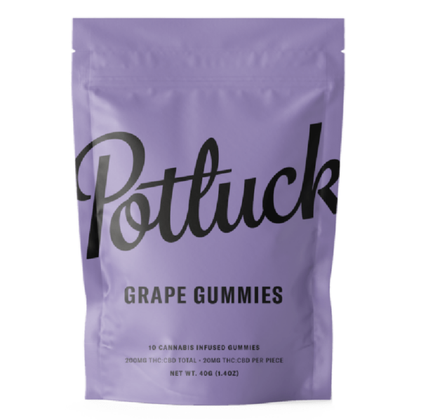 Potluck Extracts – Grape Gummies (1:1) – 100mg THC / 100mg CBD | BC Weed Edible Canada