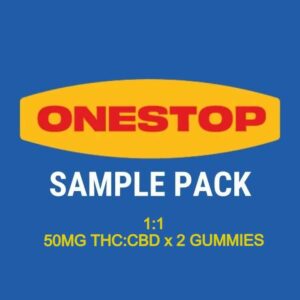 Onestop – Sample Pack – 1:1 – (50mg CBD:THC x 2 Gummies) | BC Weed Edible Canada Onestop – Sample Pack – 1:1 – (50mg CBD:THC x 2 Gummies) | BC Weed Edible Canada